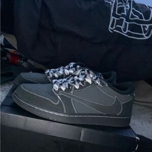 Travis Scott Black and White Athletic Shoes